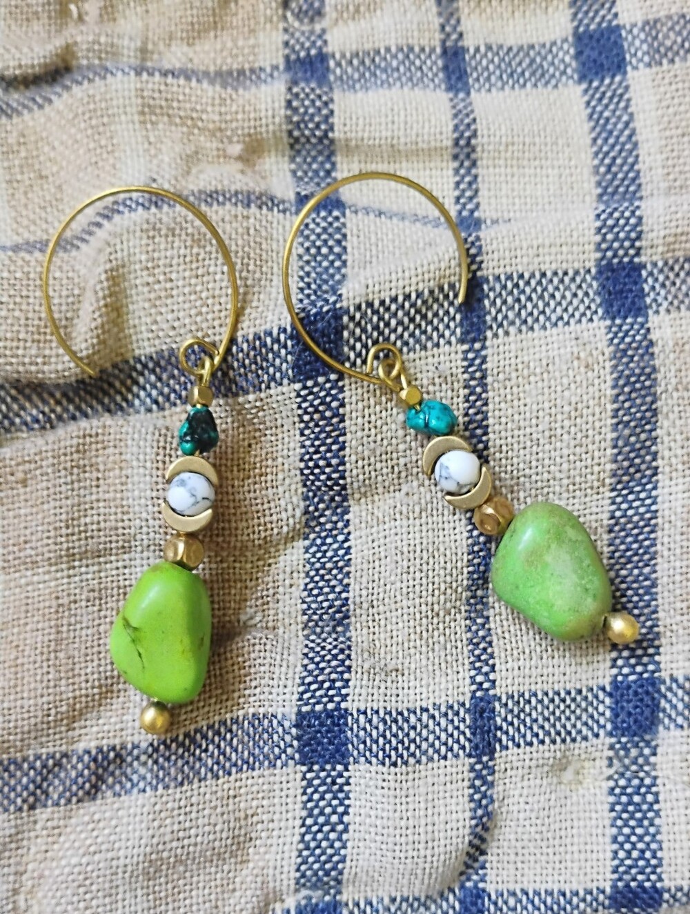 Handmade Turquoise Crescent Moons Earrings